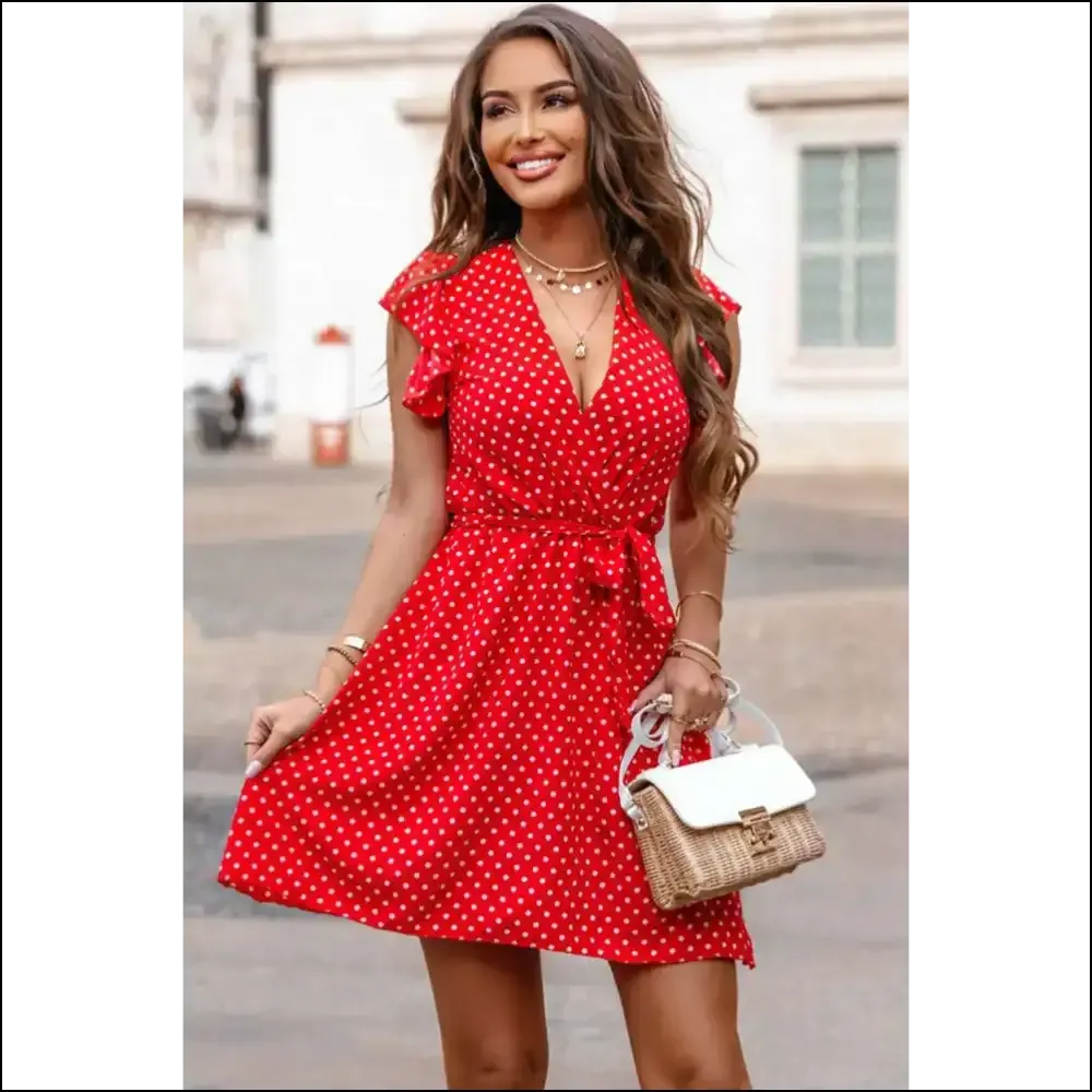 Chic Red Polka Dot Ruffle Dress: Dangerously Adorable 😈
