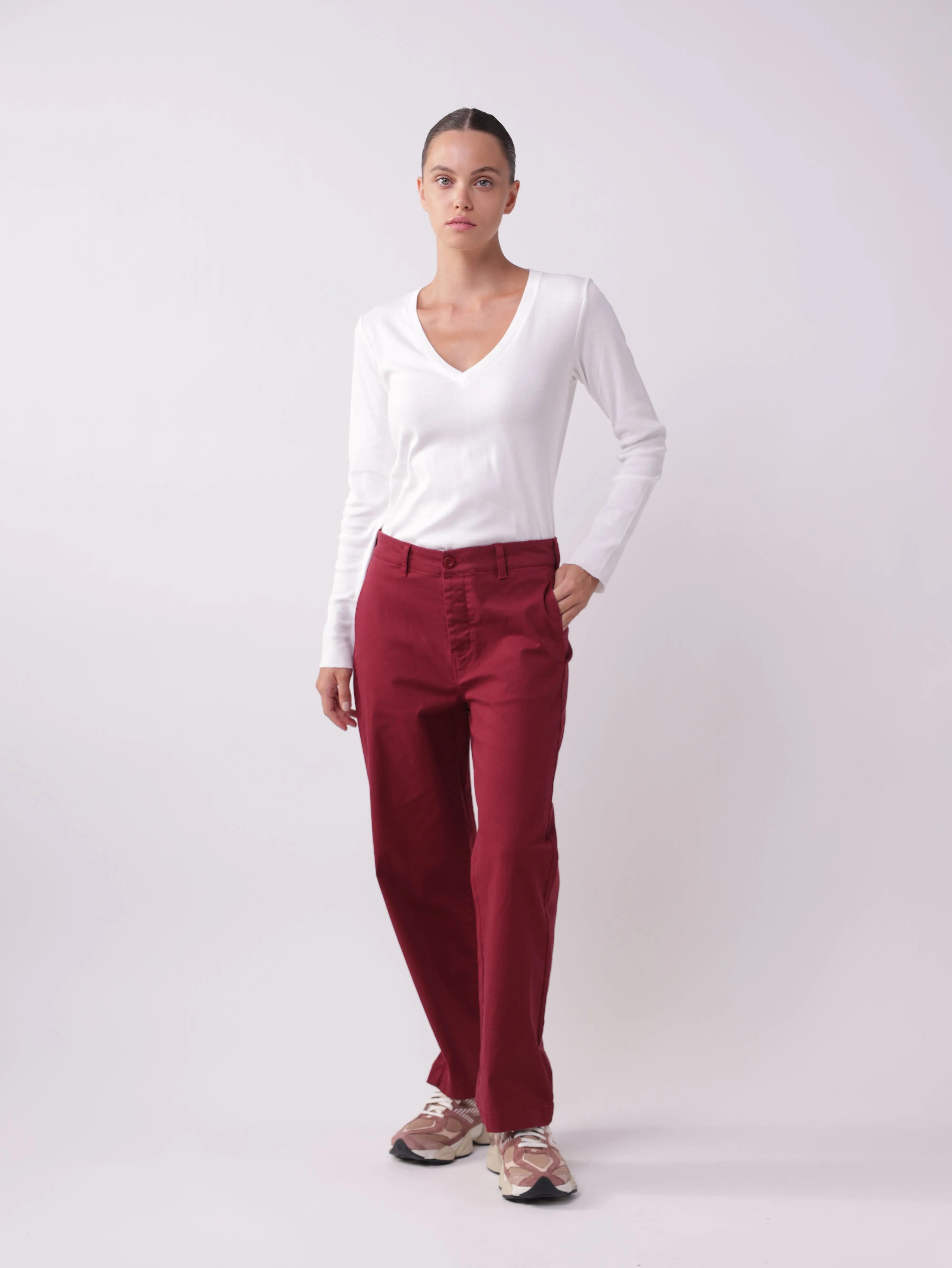 Chino Pants Embroidered Straight Leg