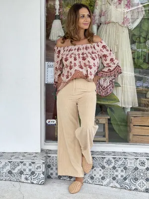 Cord Flare Pants - Beige