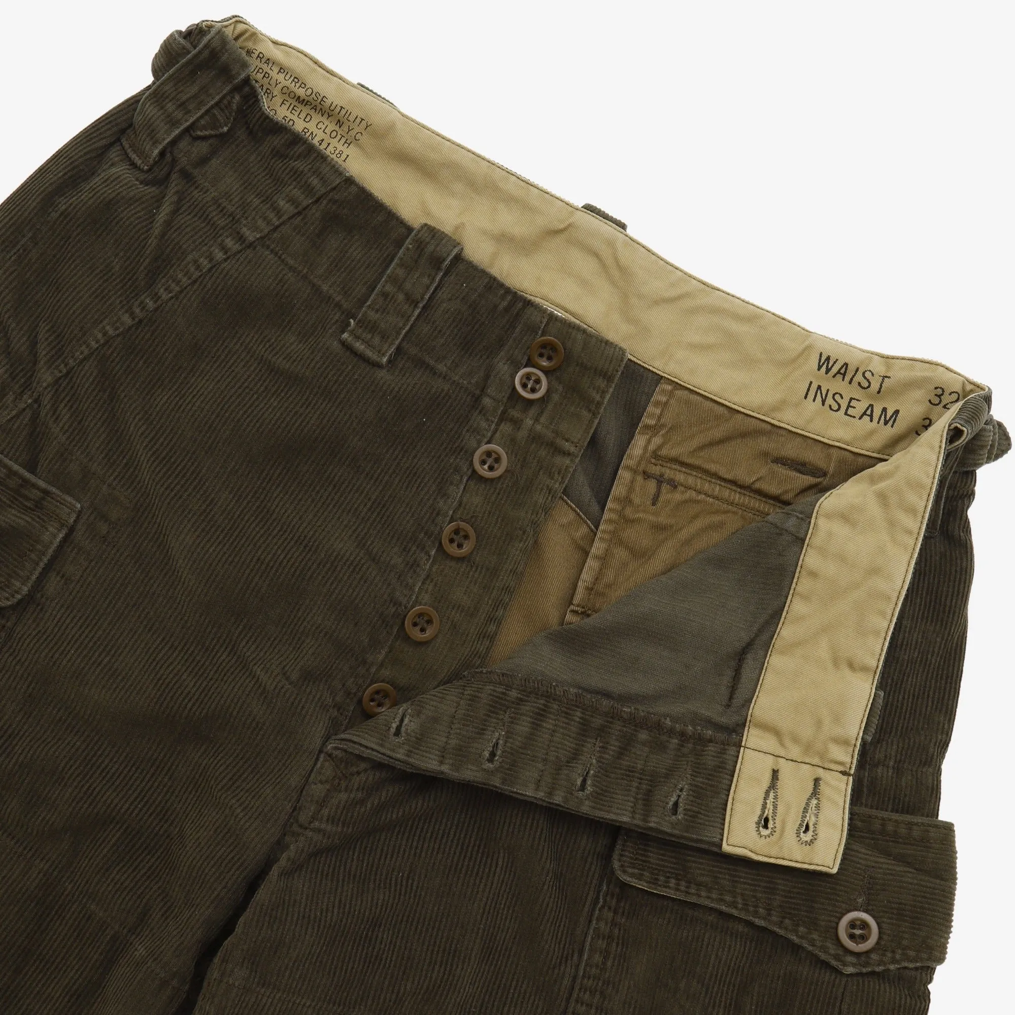 Corduroy Cargo Pants (32W x 26.5L)