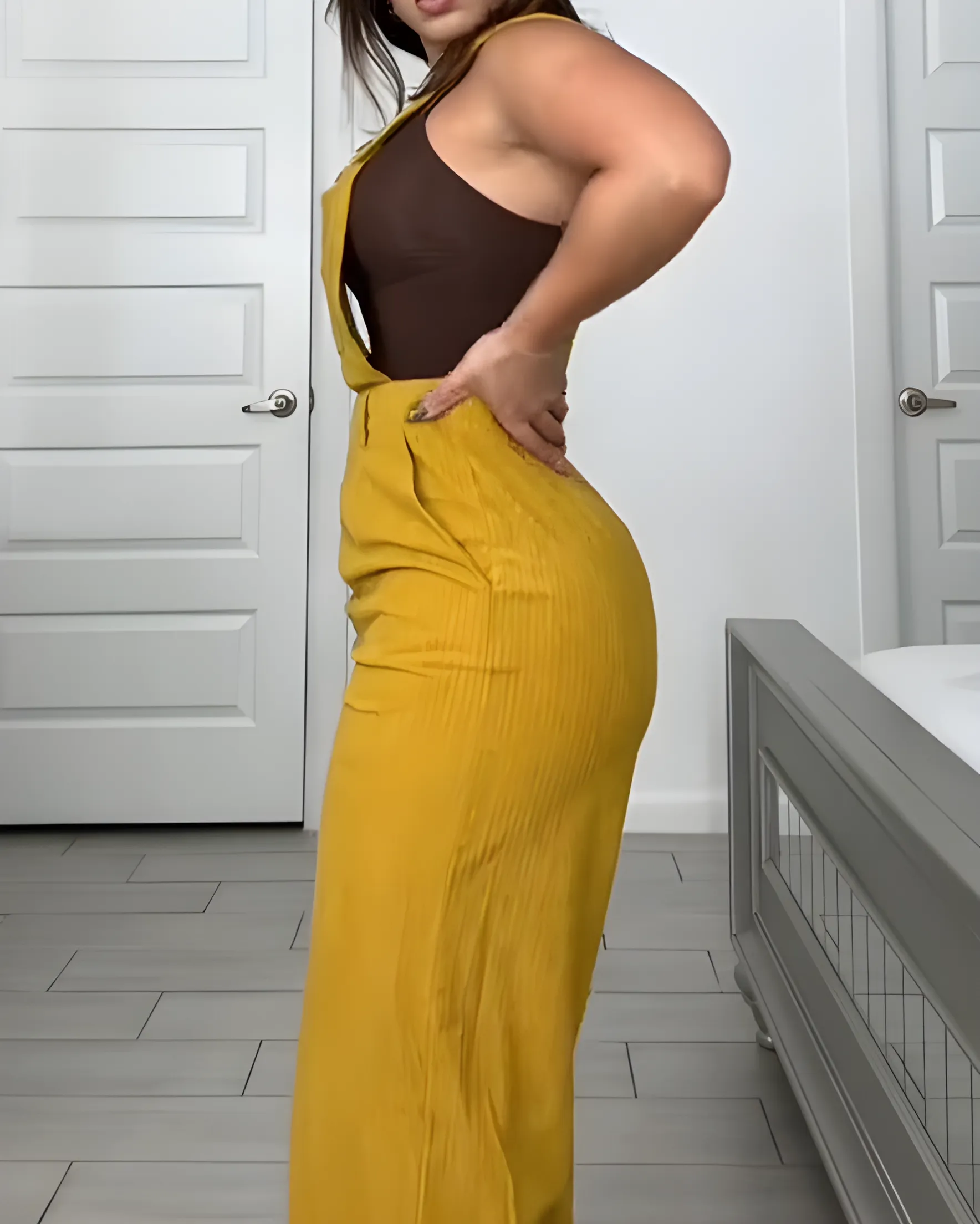 Corduroy Straps Wide-Leg Pants