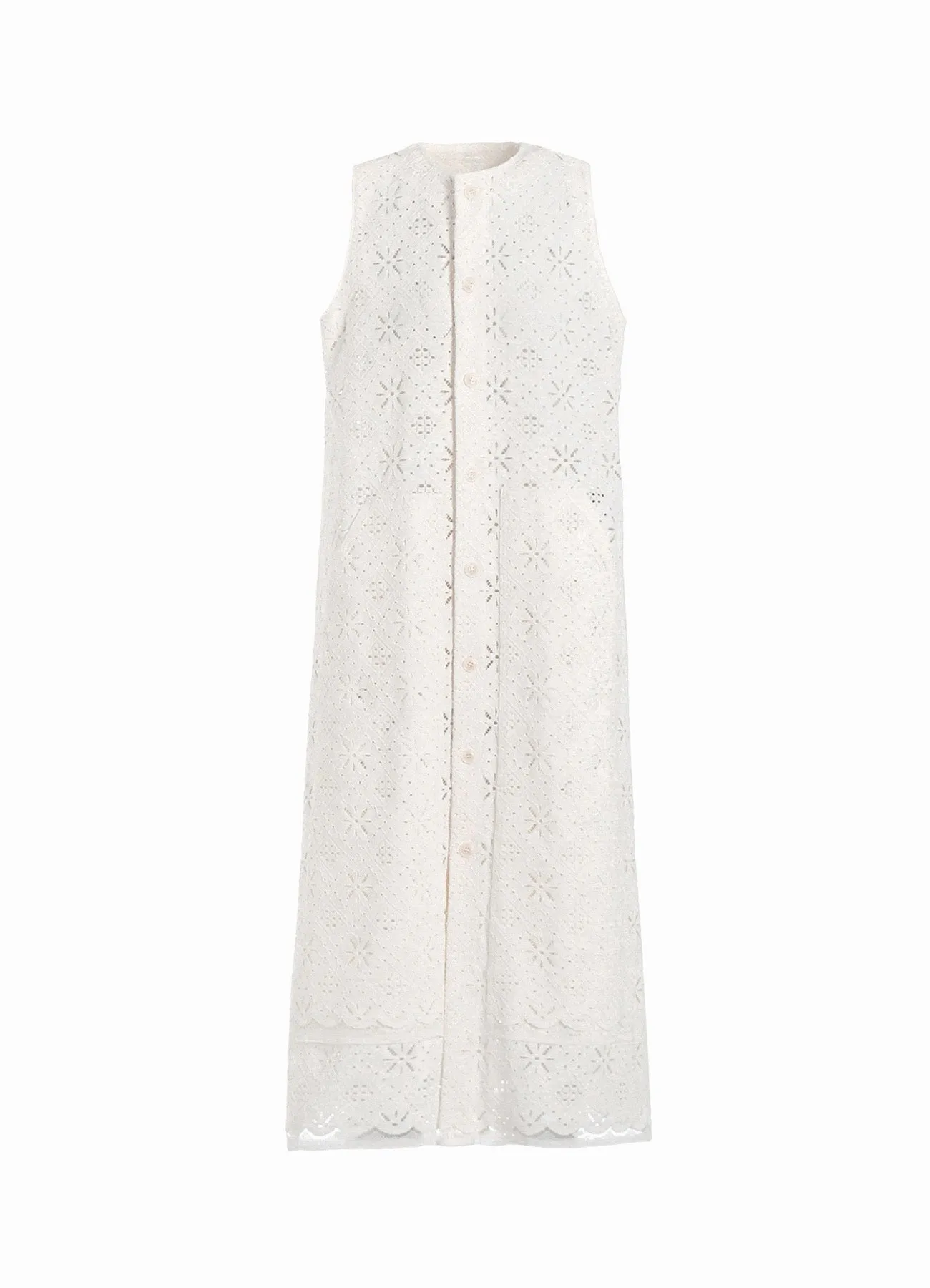 COTTON LACE FRONT OPEN DRESS