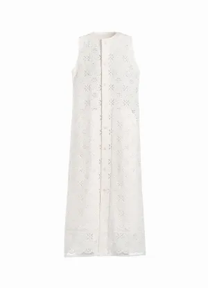 COTTON LACE FRONT OPEN DRESS