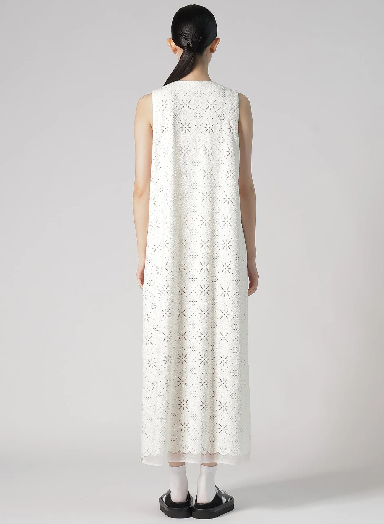 COTTON LACE FRONT OPEN DRESS