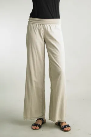 Cotton Palazzo Pant - Beige