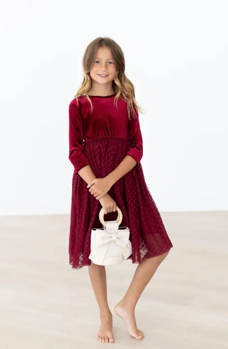 Cranberry Velvet Tutu Dress