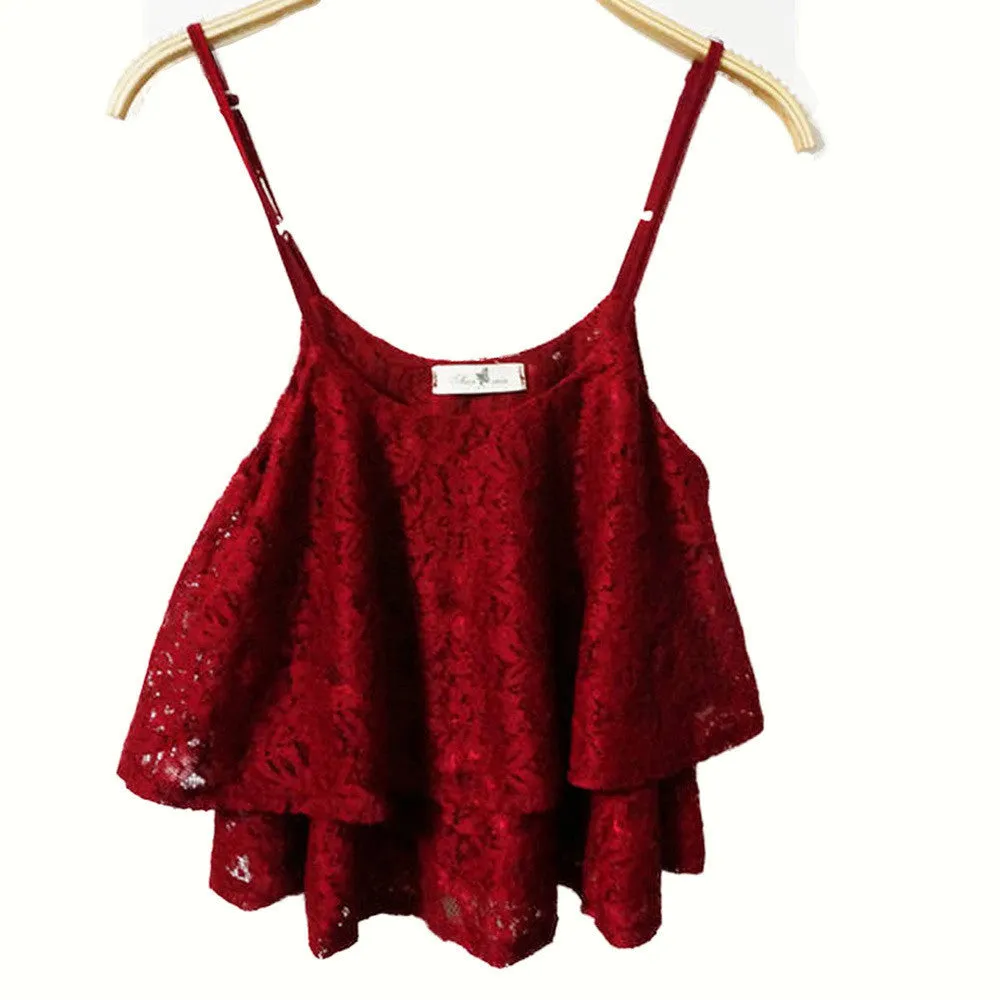 Crop Top Bralet Women Lace Floral Bralette Bra Bustier Cami Blouse Tank