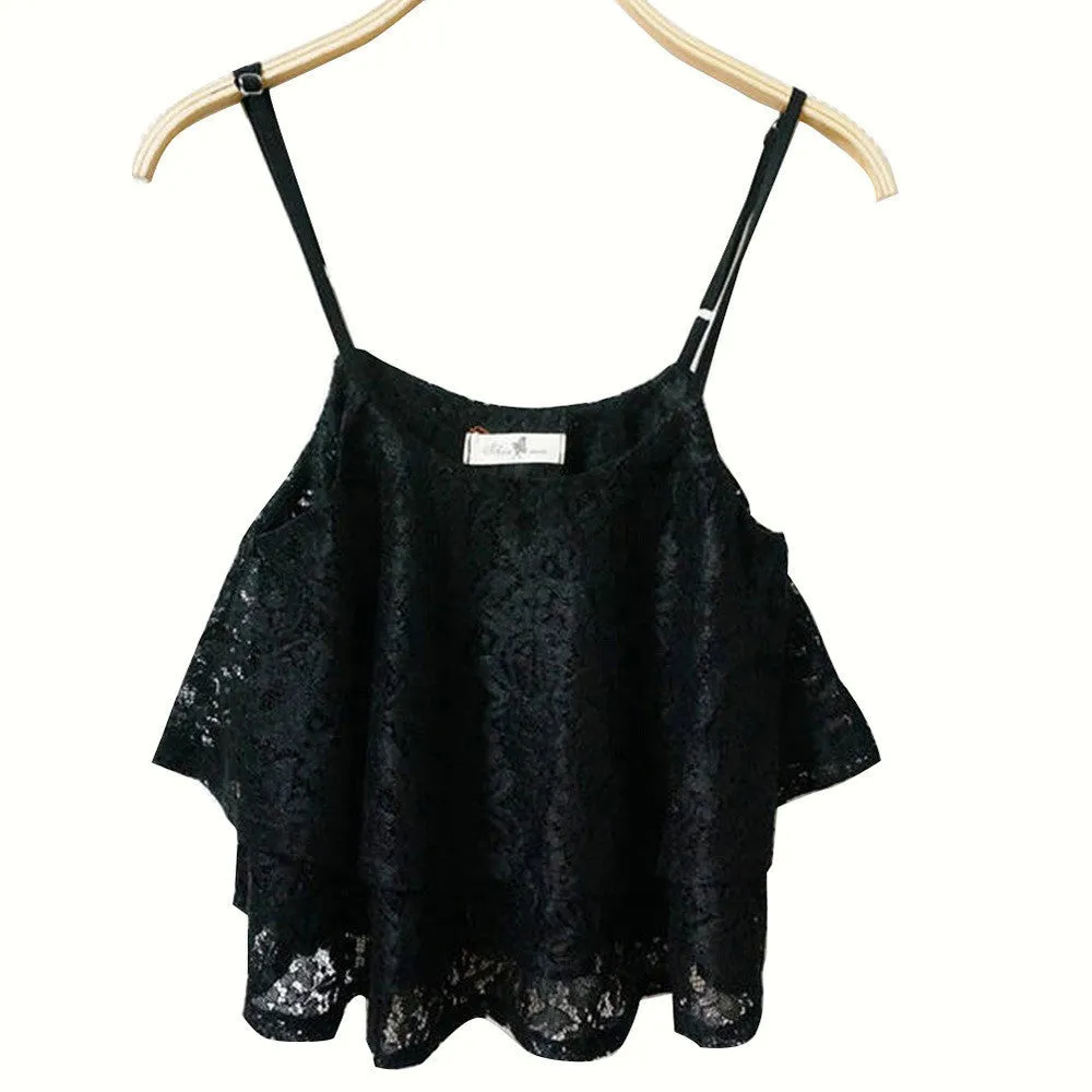 Crop Top Bralet Women Lace Floral Bralette Bra Bustier Cami Blouse Tank