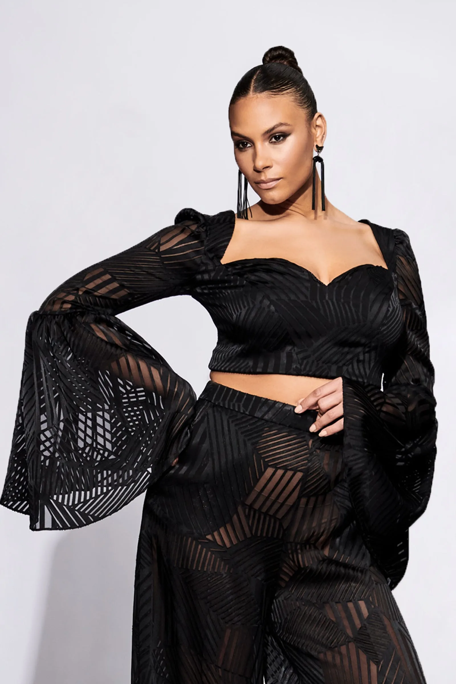 Cropped Bell Sleeve Top