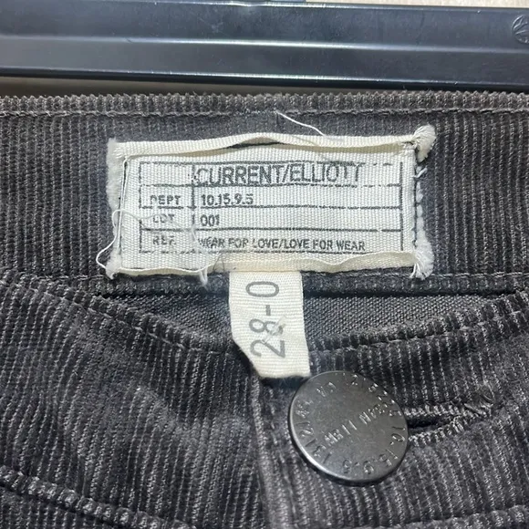 Current Elliott The Soho Zip Stiletto Corduroy Pants in Gunmetal Size 28