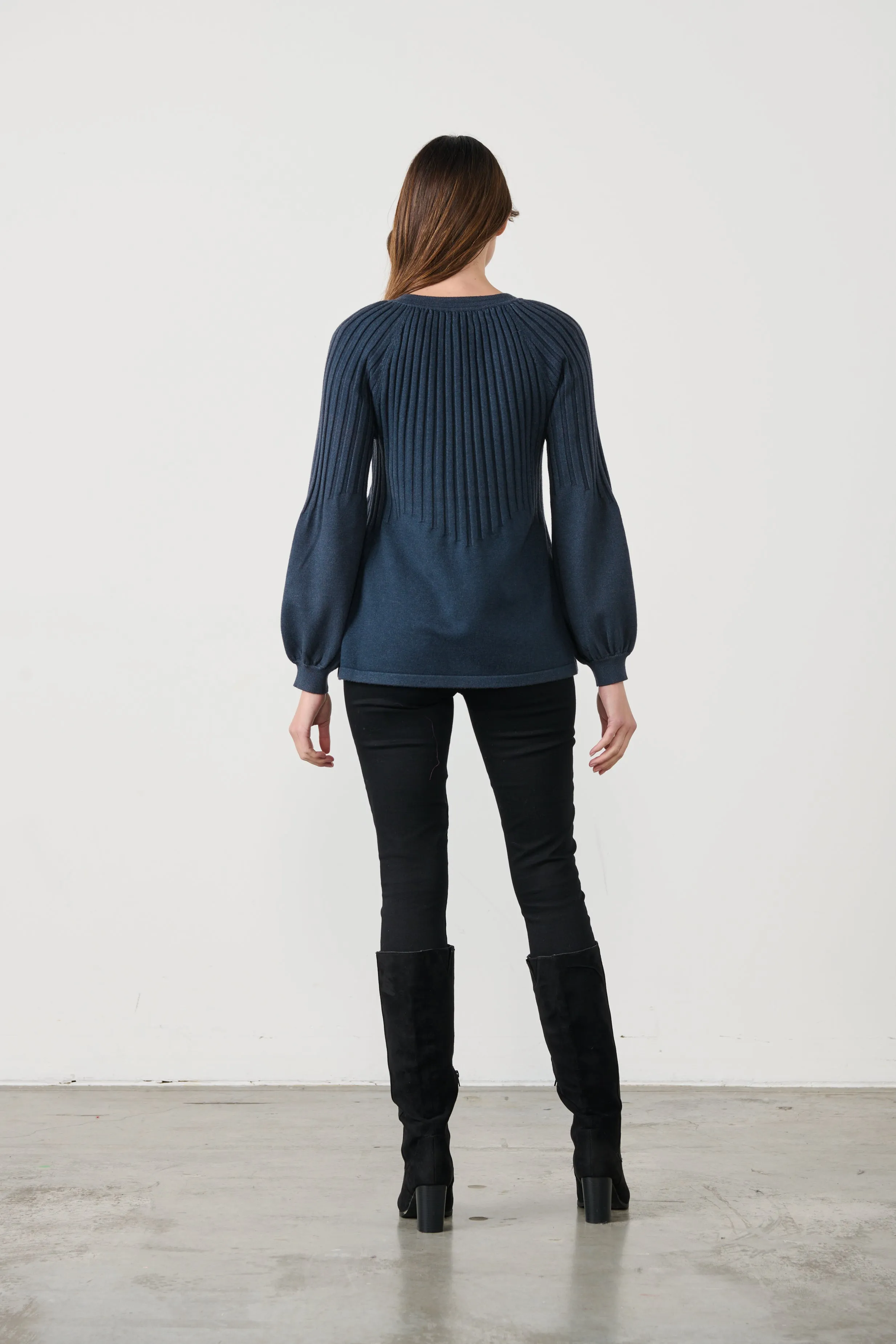 CZ958 Puff Sleeve Knit -Slate