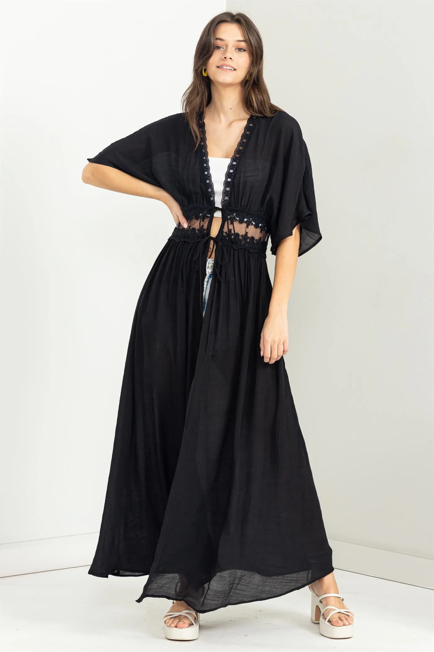 D141 LACE PANEL KIMONO