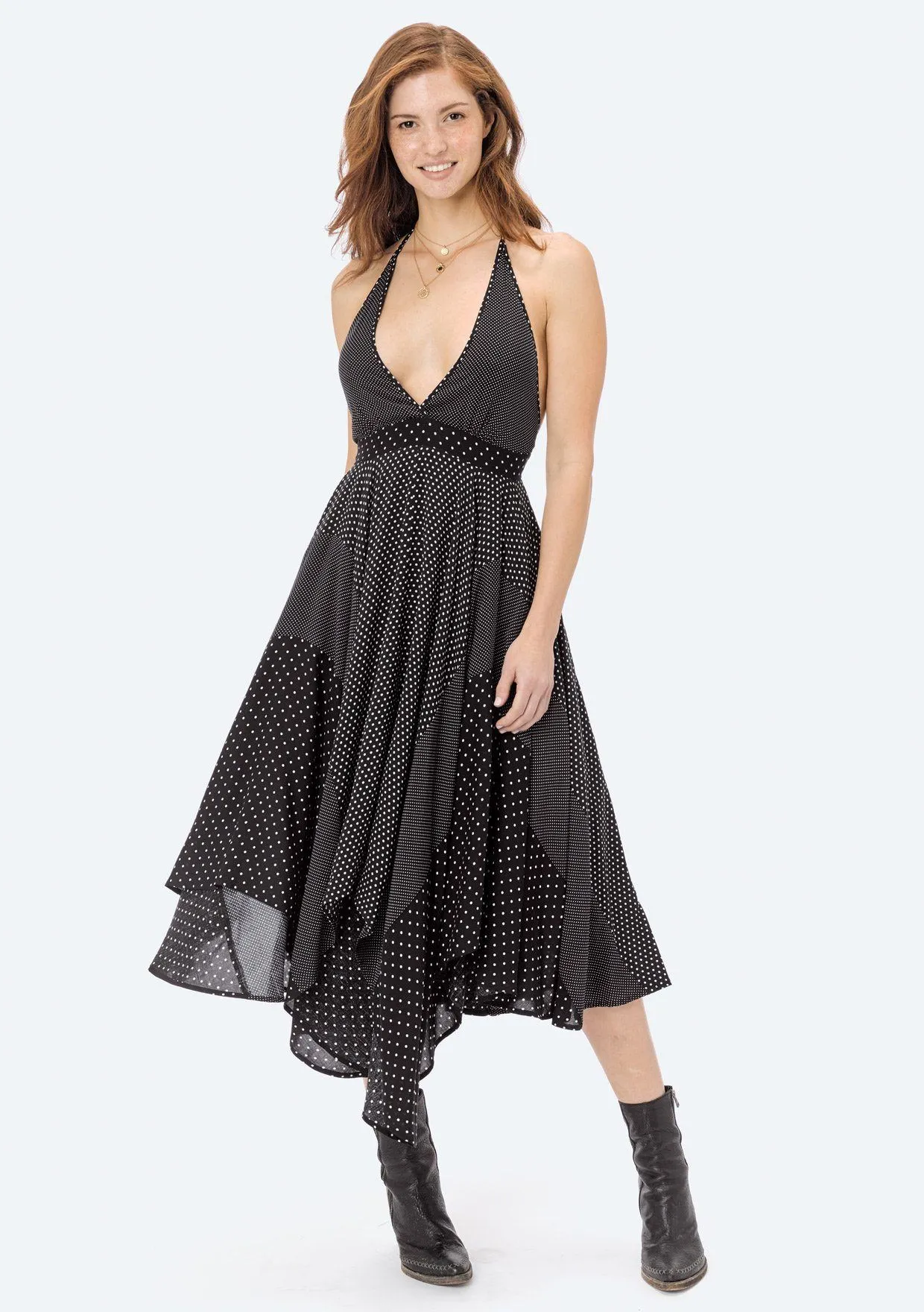 Dafina Polka Dot Patchwork Dress