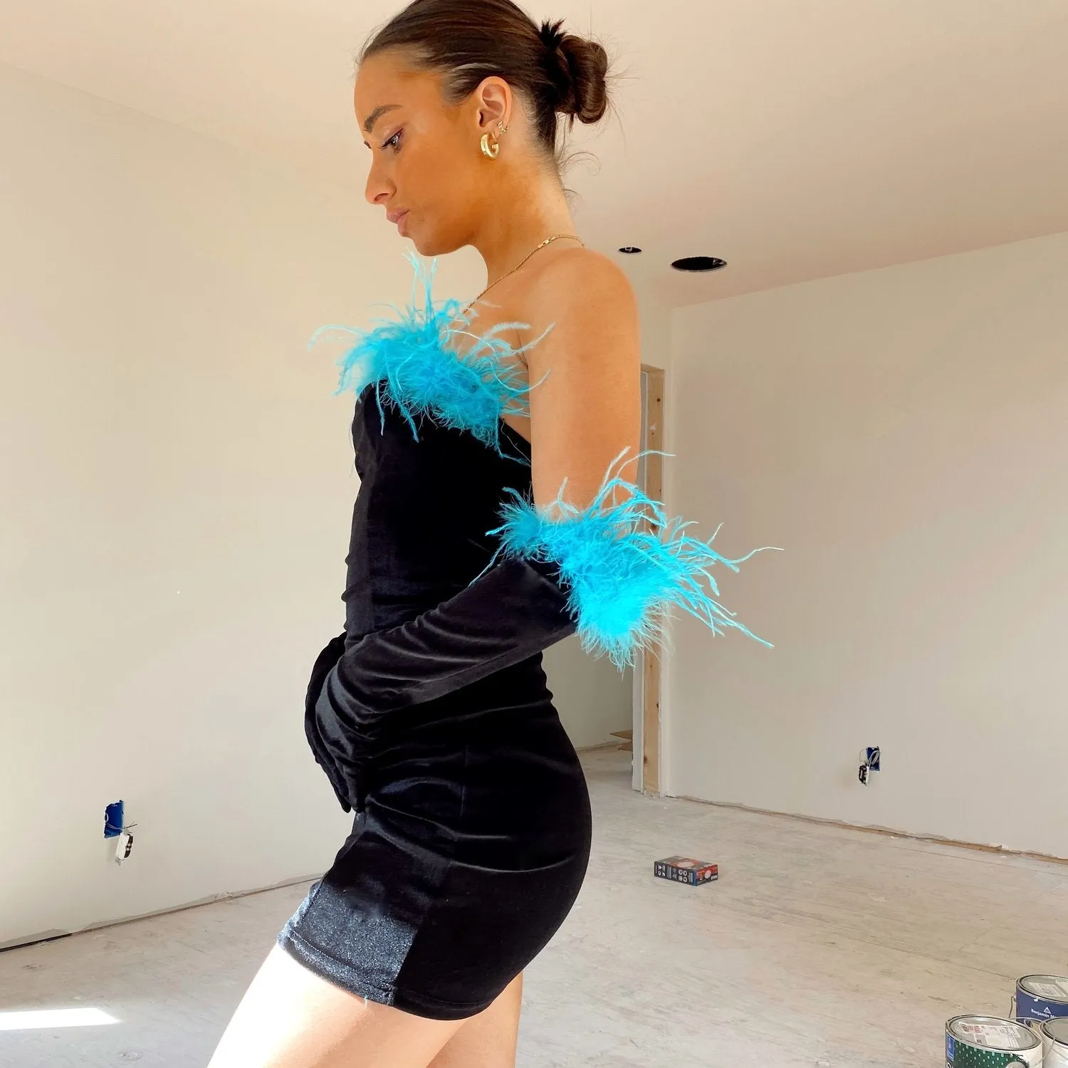 Dancing In The Moonlight Black Feather Dress