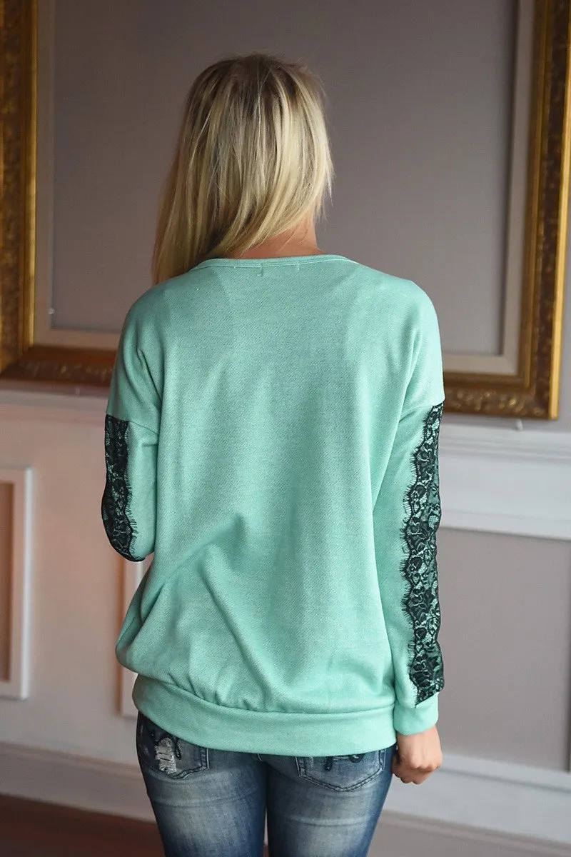 Decked in Lace Top ~ Mint