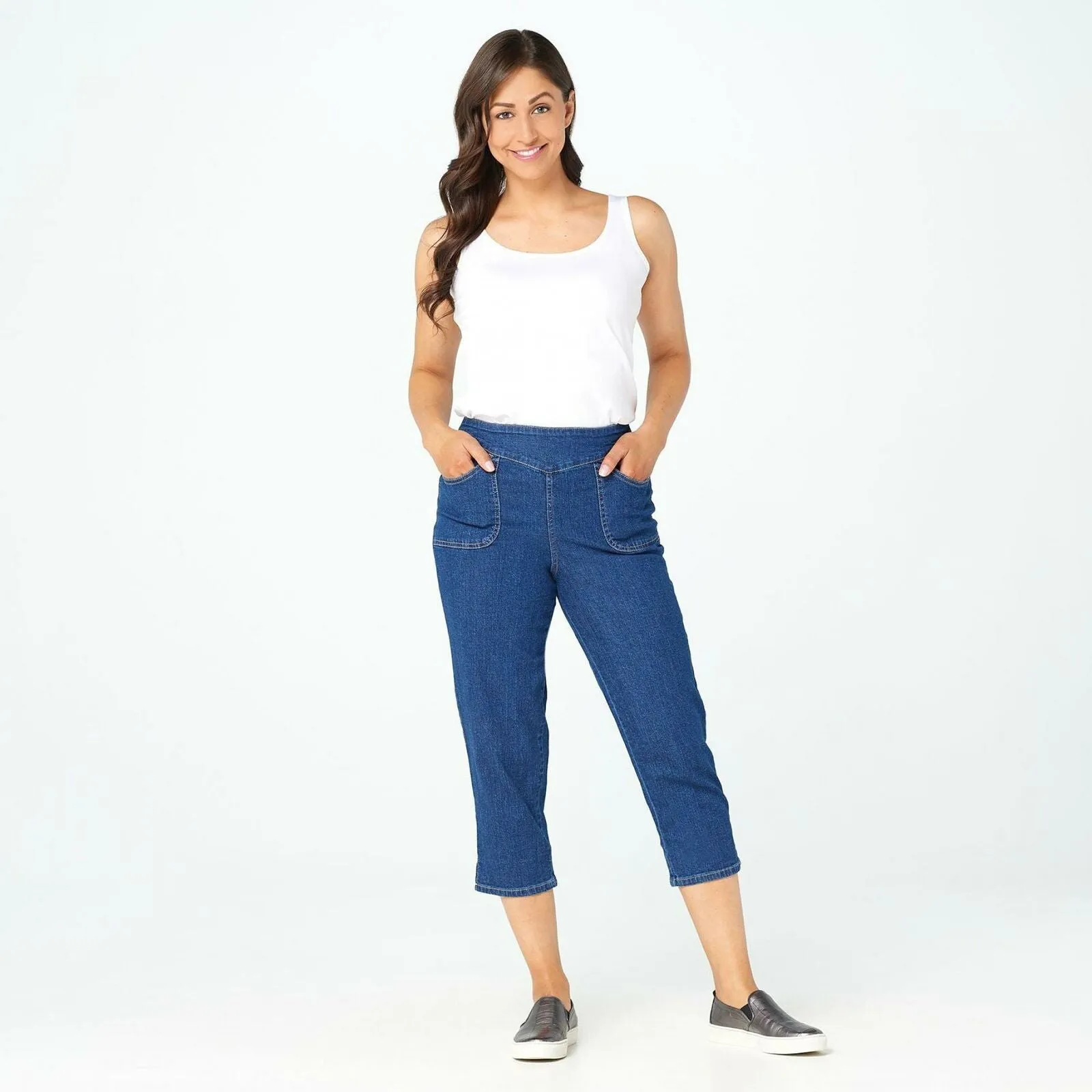 Denim & Co. Women's Pull On V-Yoke Crop Jeans