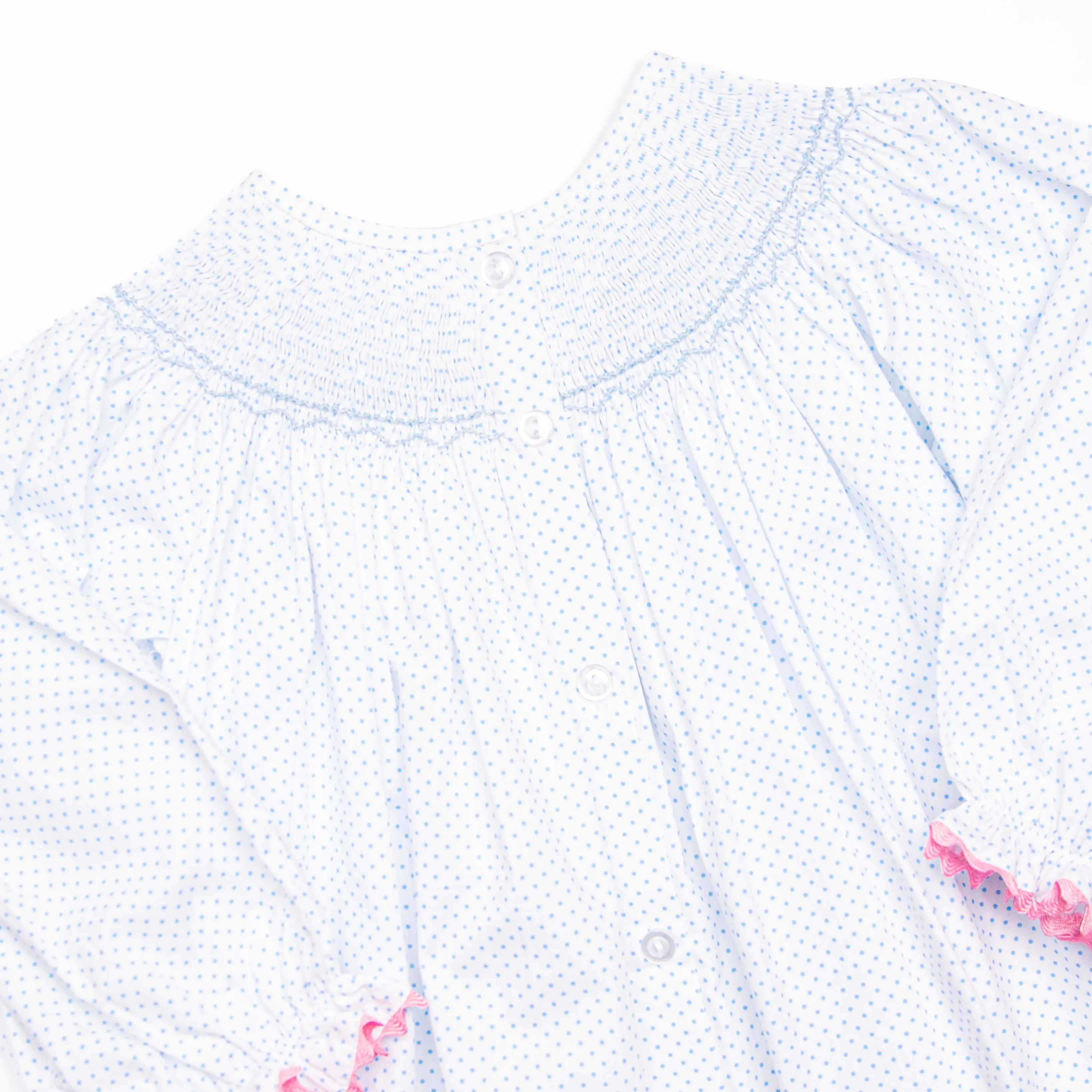Dino Parade Smocked Dress, Blue