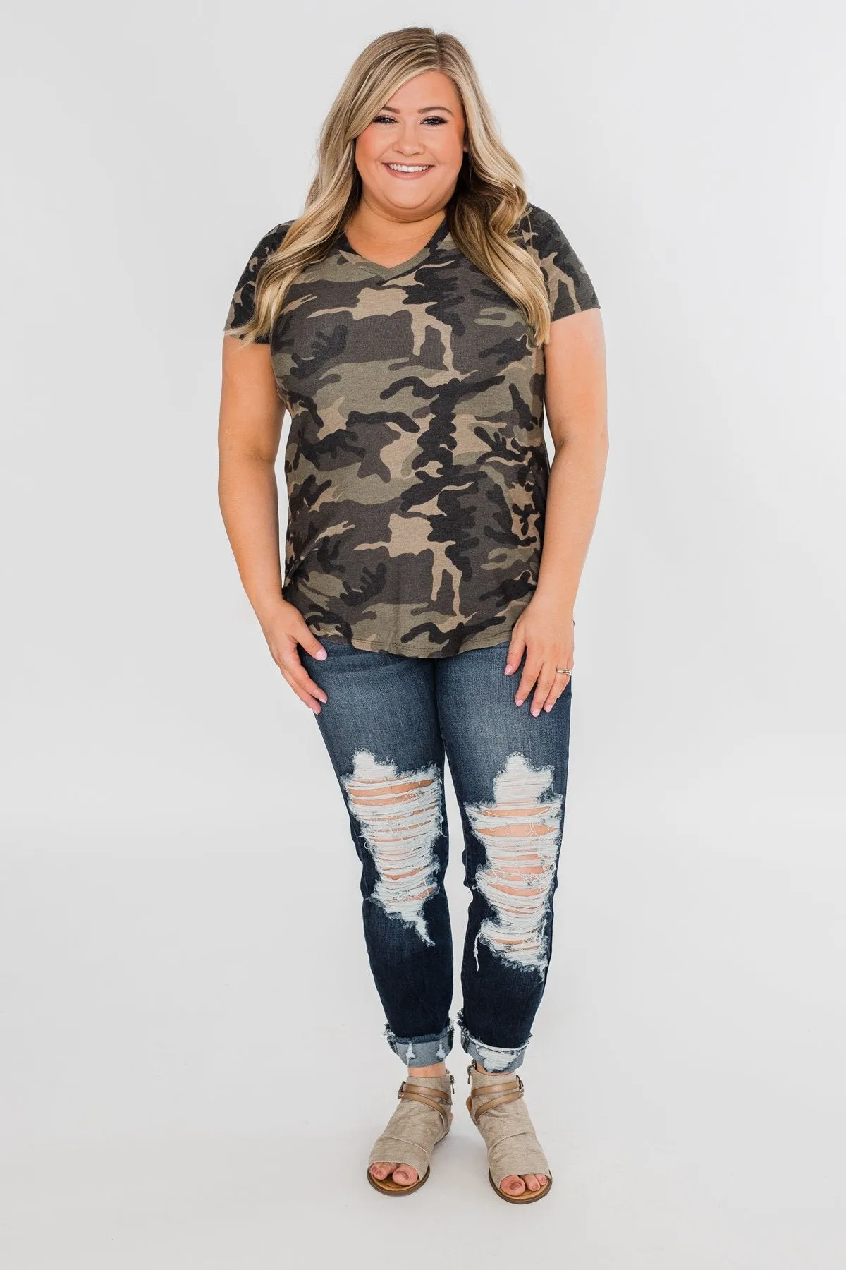 Discover Yourself Short Sleeve Top- Camo
