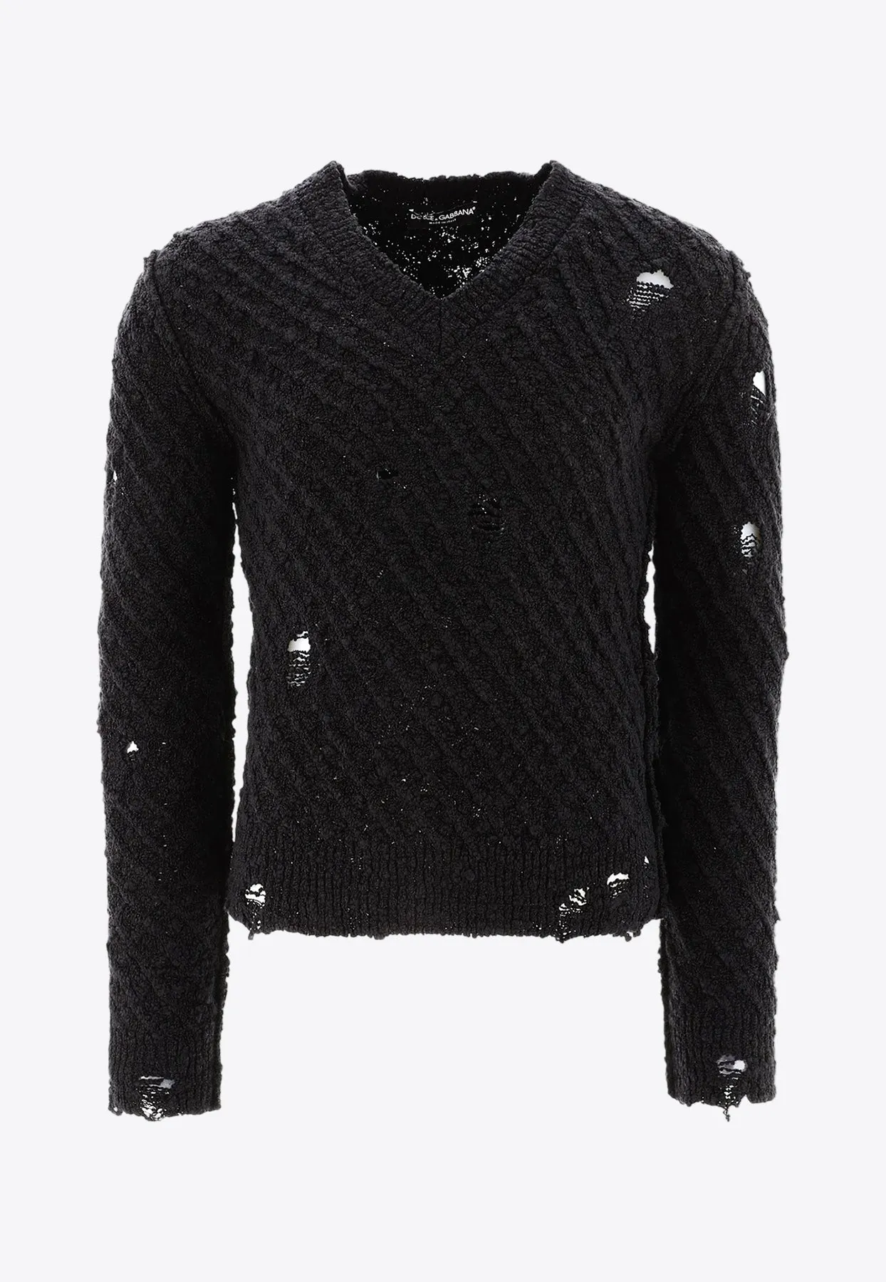 Distressed V-neck Sweater