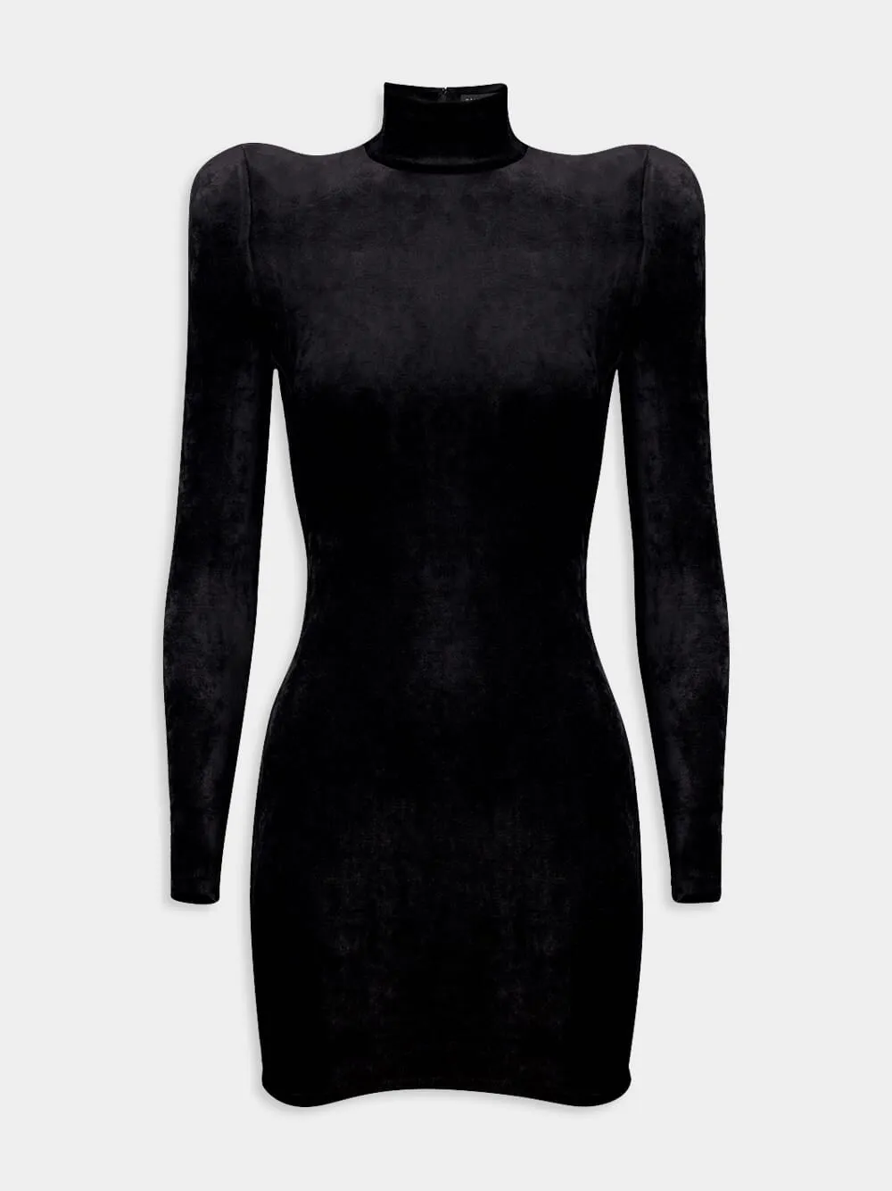 Draped Velvet Turtleneck Dress