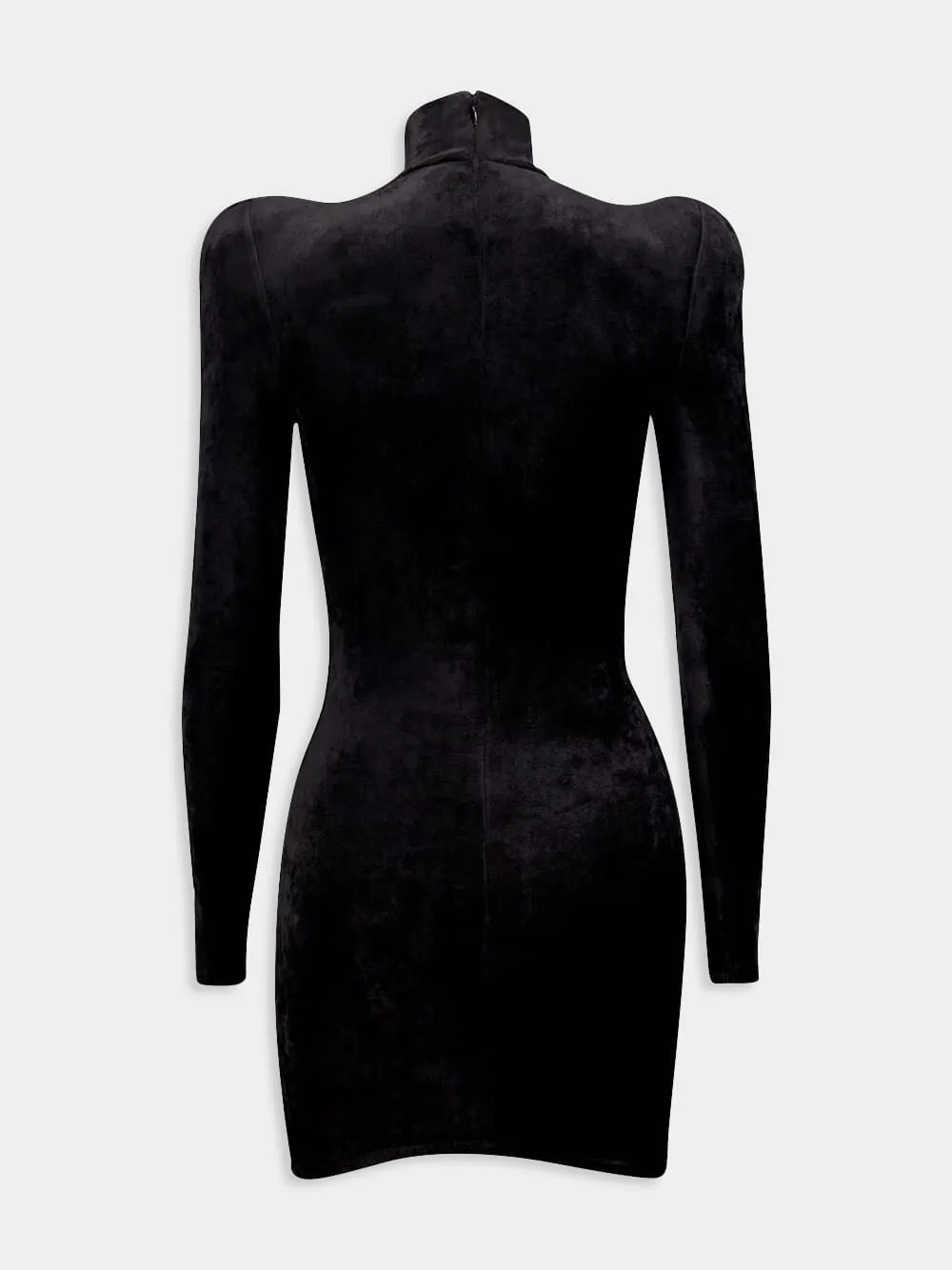 Draped Velvet Turtleneck Dress