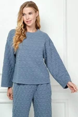 Dusty Blue Quilted Long Sleeve