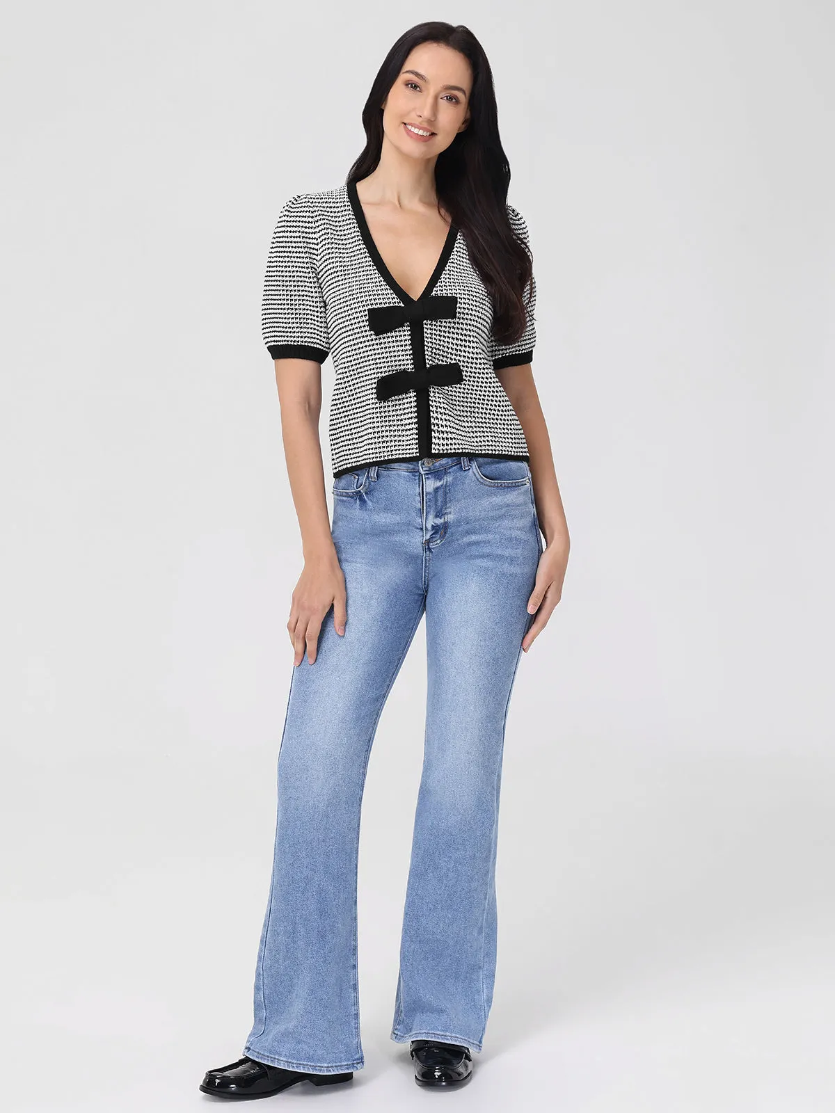 Elaine: Puff Sleeve Tie Front Top