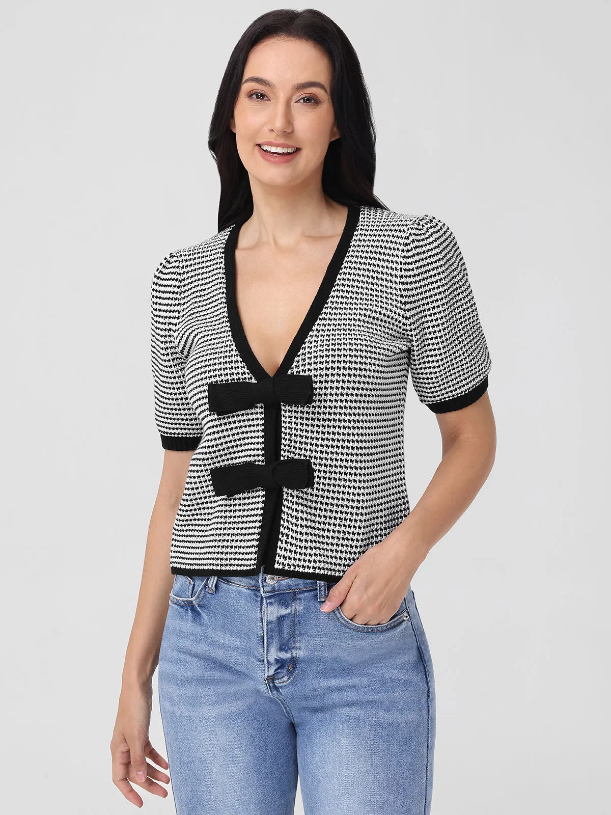 Elaine: Puff Sleeve Tie Front Top
