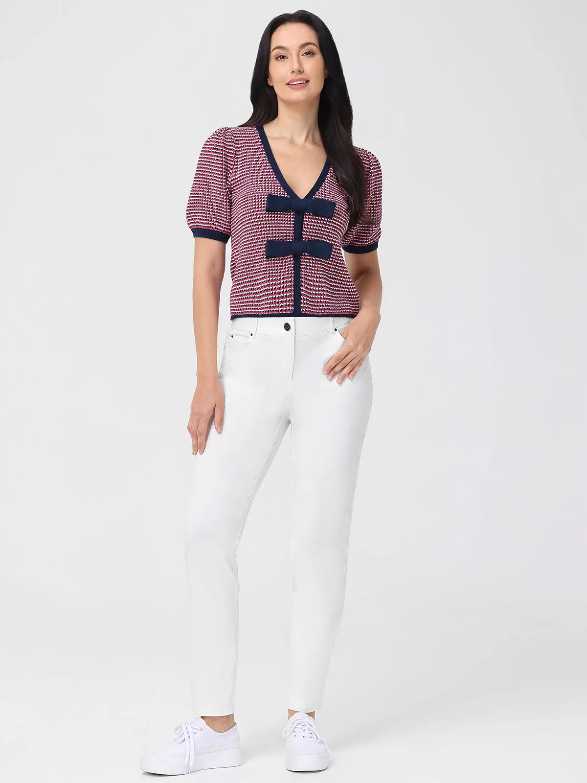 Elaine: Puff Sleeve Tie Front Top