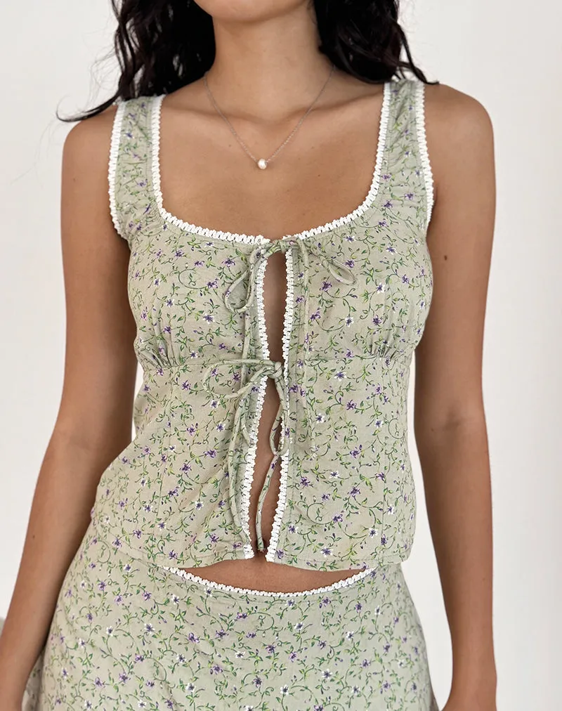 Esau Tie Front Top in Parma Violet