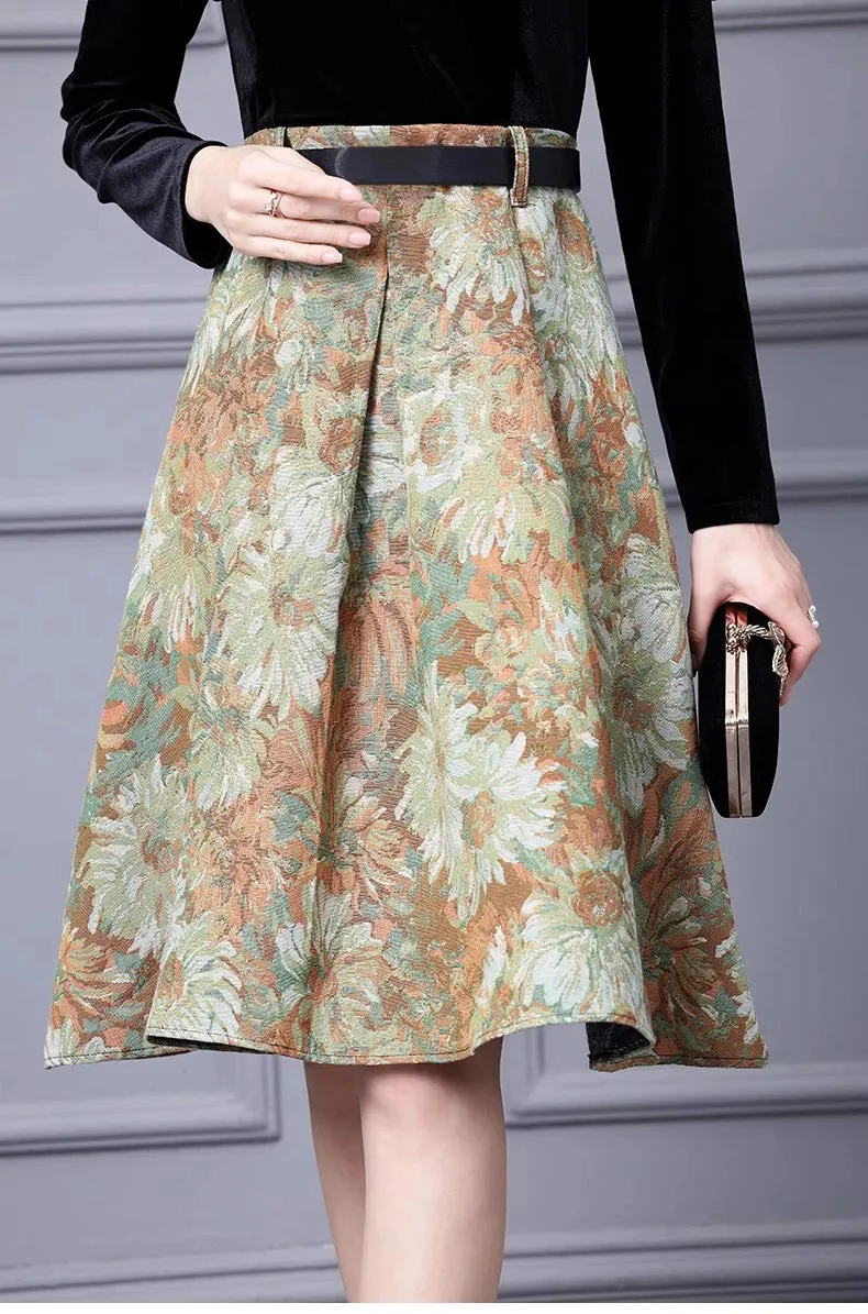 Esme Lace up Velvet patchwork Jacquard Vintage Ball Gown Dress