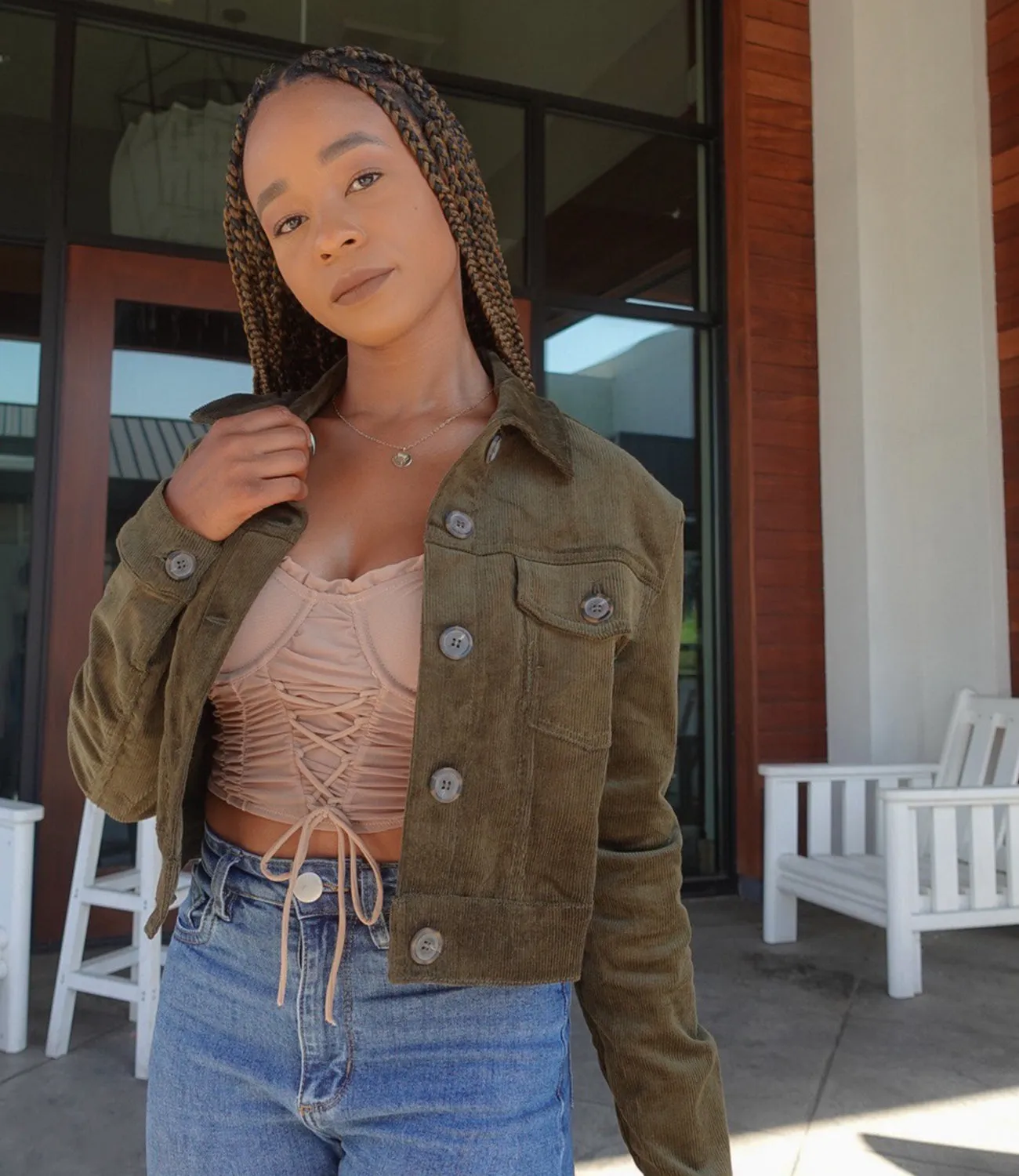 Ester Vintage Lace Up Top(Taupe)