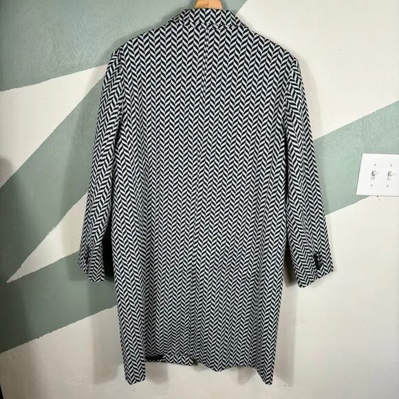 Eva Mendes NYC Trench Dress Coat Jacket Large &amp;  Pants Size 8 Chevron Pattern