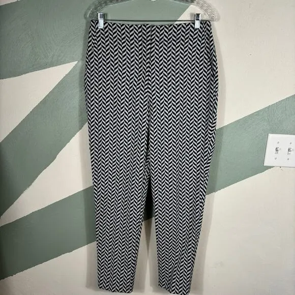 Eva Mendes NYC Trench Dress Coat Jacket Large &amp;  Pants Size 8 Chevron Pattern