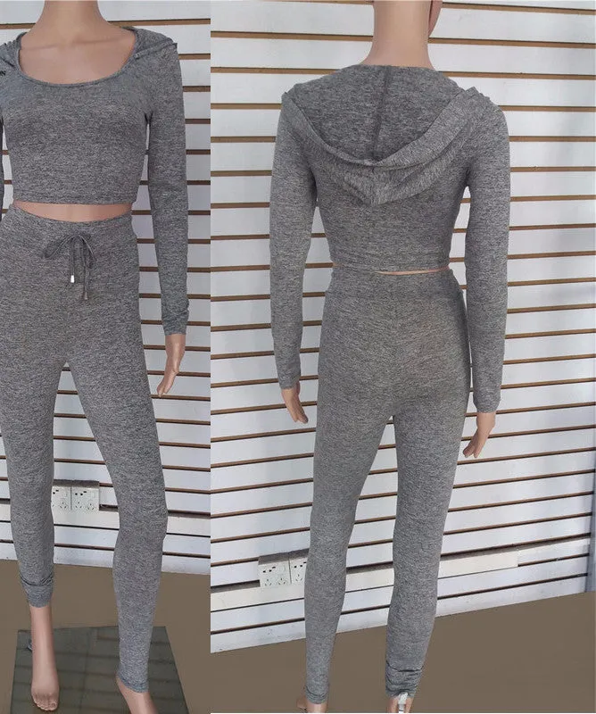 fashion cotton two pieces set women club wear clothing crop tops and pencil pants long sleeve two pieces outfits