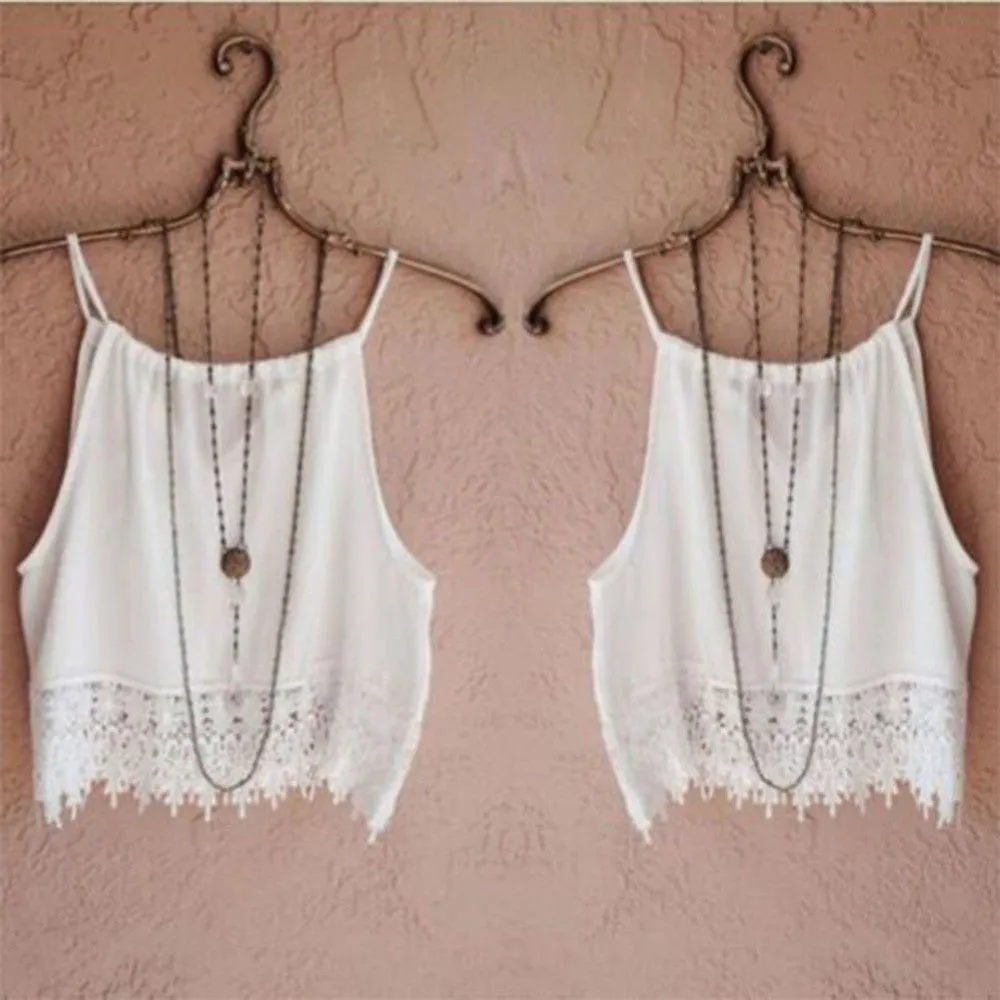 Fashion Lace Tops Sleeveless Casual Tops Tee T-Shirt S- XL