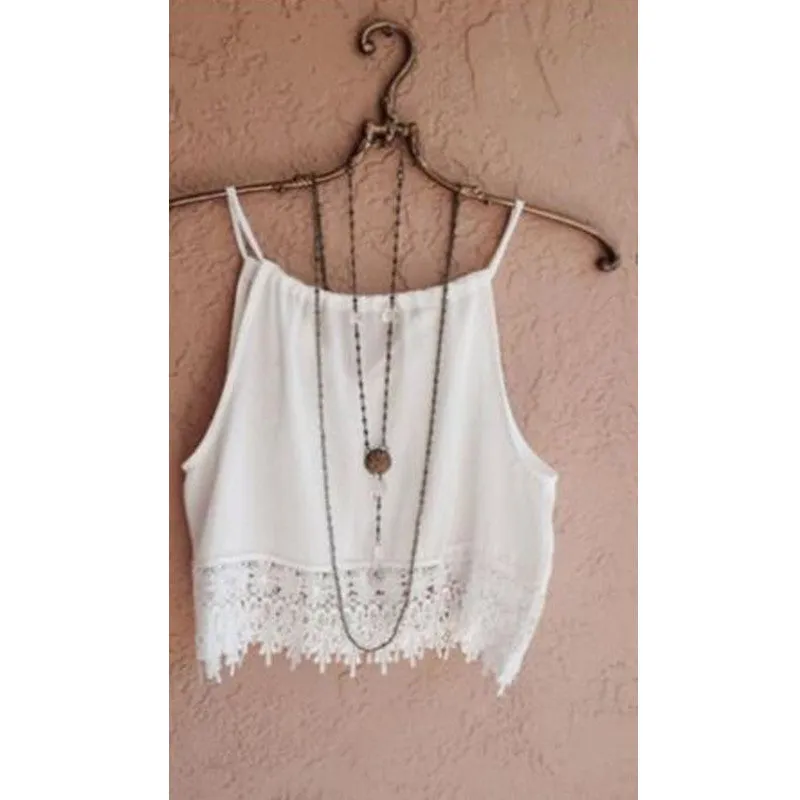 Fashion Lace Tops Sleeveless Casual Tops Tee T-Shirt S- XL