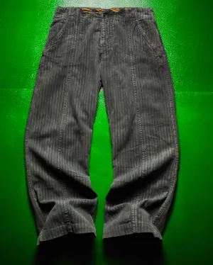 Faux Patina Print Grey Corduroy Tiger Pattern Waist Band Pants (~32~)
