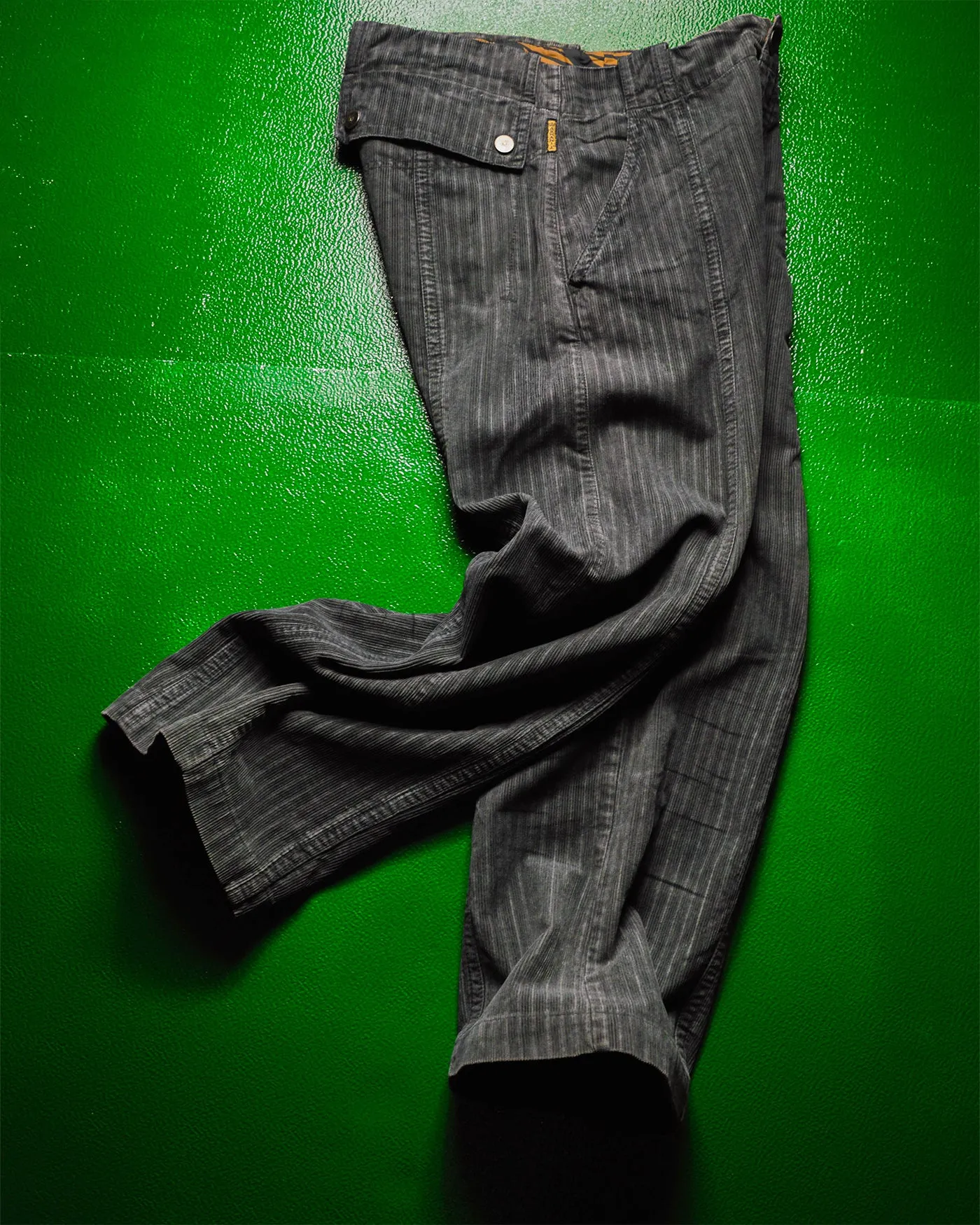 Faux Patina Print Grey Corduroy Tiger Pattern Waist Band Pants (~32~)