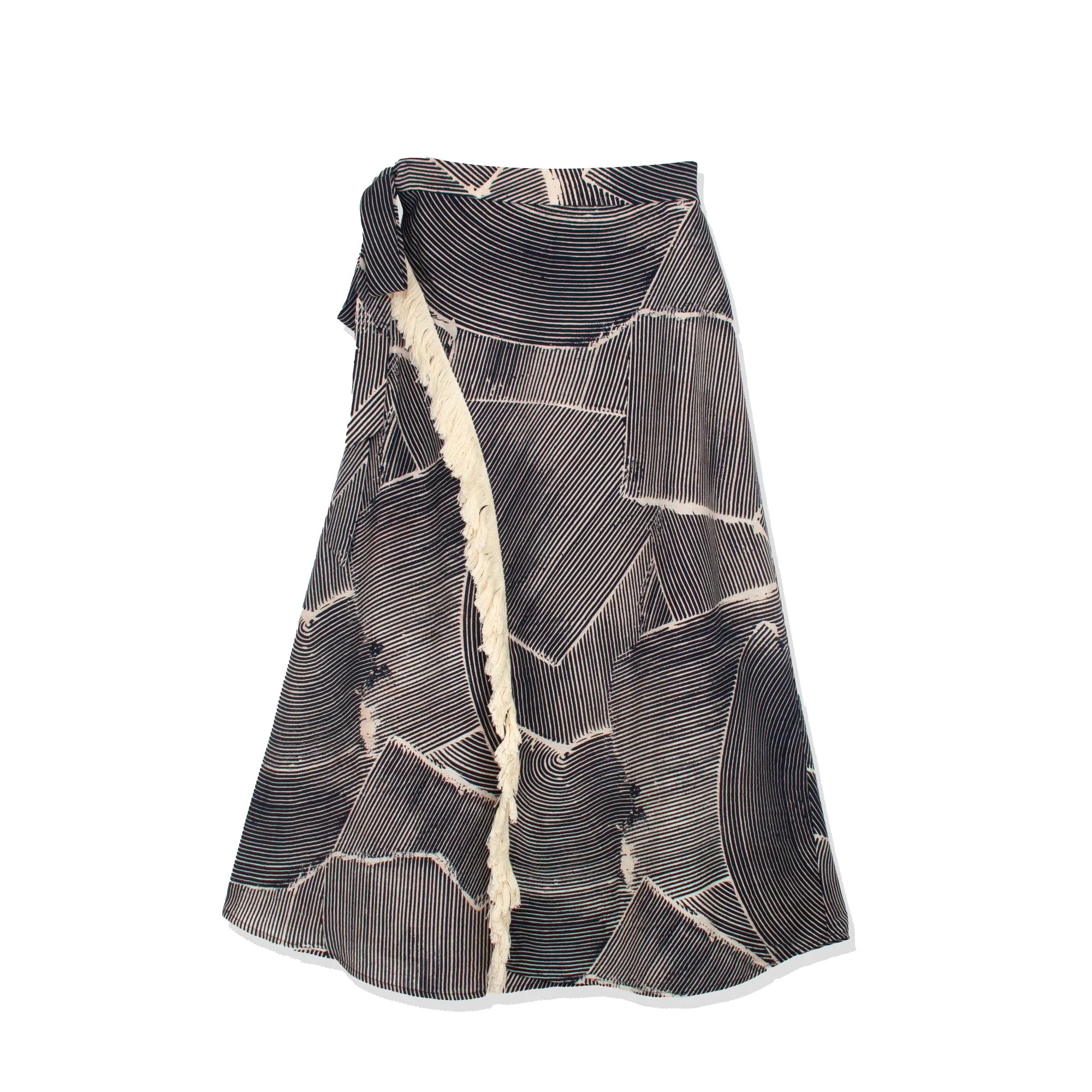 FAUX WRAP FRINGE SKIRT