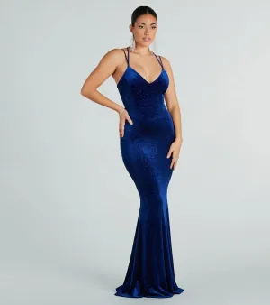 Felicity Formal Velvet Glitter Lace-Up Dress