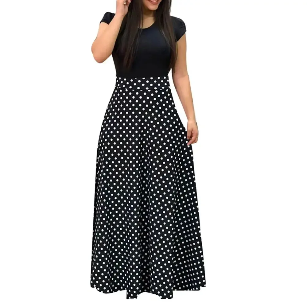 Flower Retro Printed Patchwork Long Maxi Dress