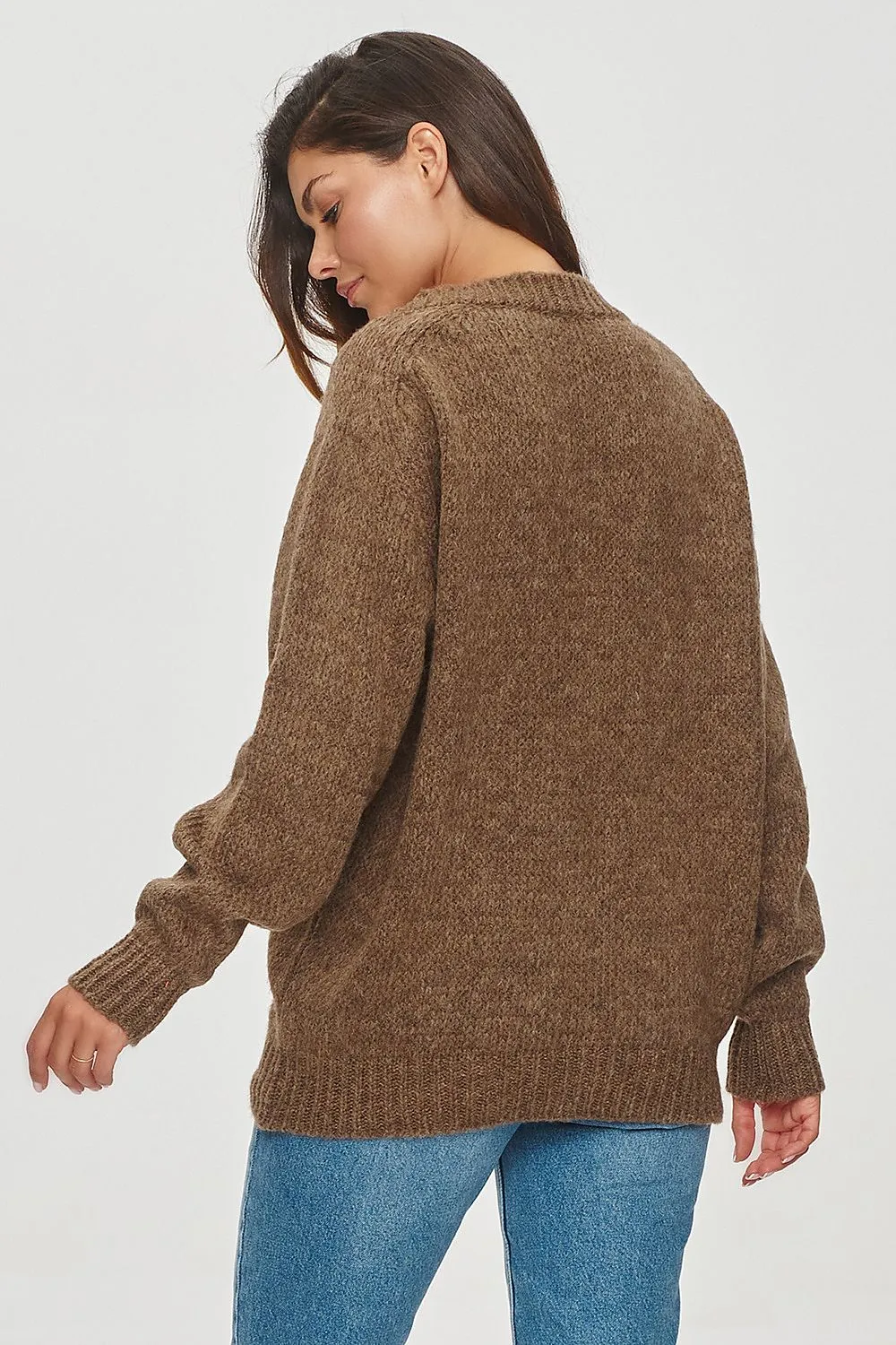 Fluffy V-Neck Oversized Sweater