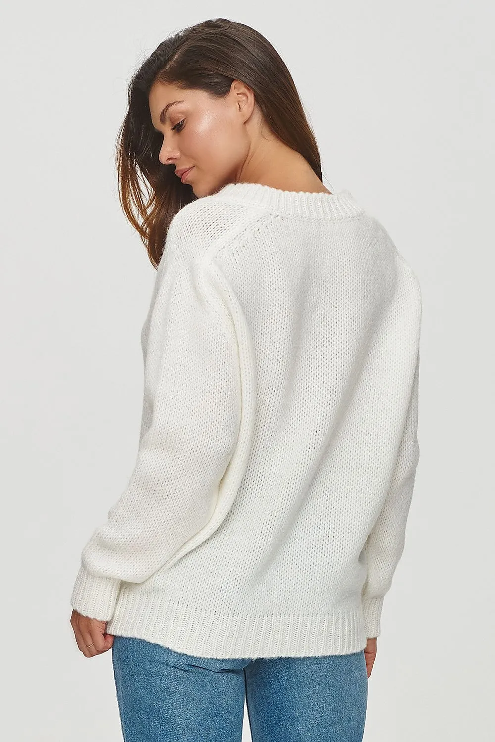 Fluffy V-Neck Oversized Sweater
