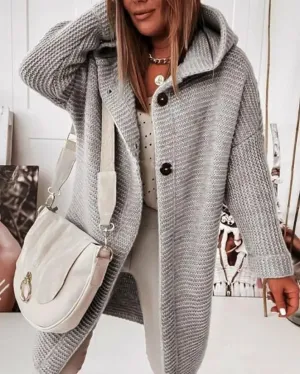 Genevieve - Lässige Strickjacke mit Kapuze