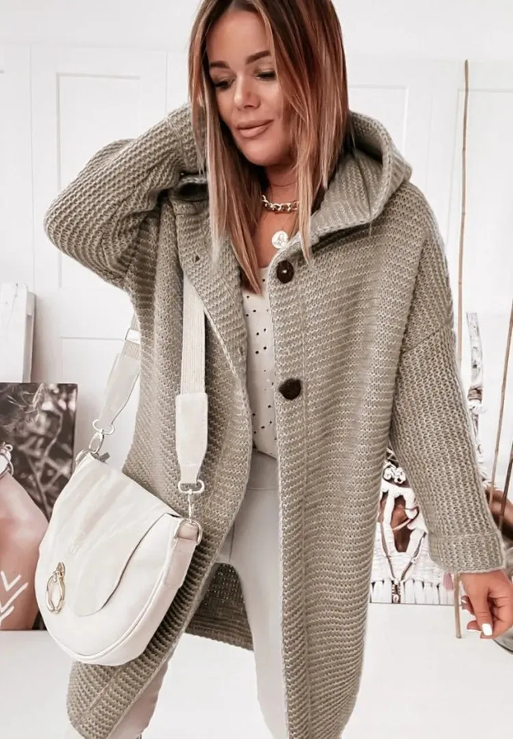Genevieve - Lässige Strickjacke mit Kapuze