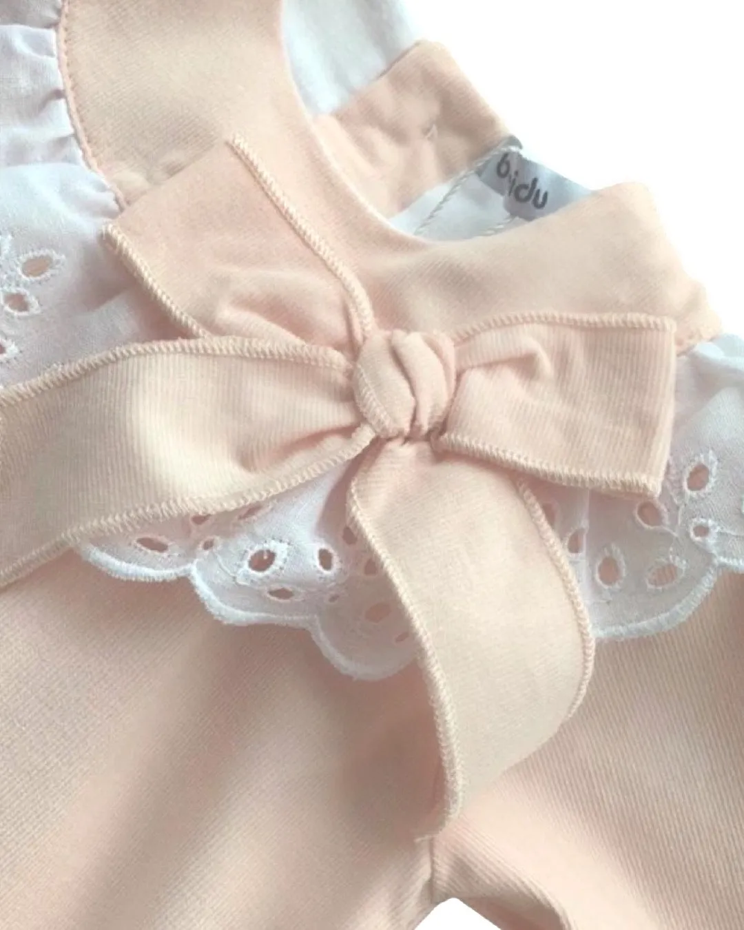 Girls Pale Coral & White Dress Set