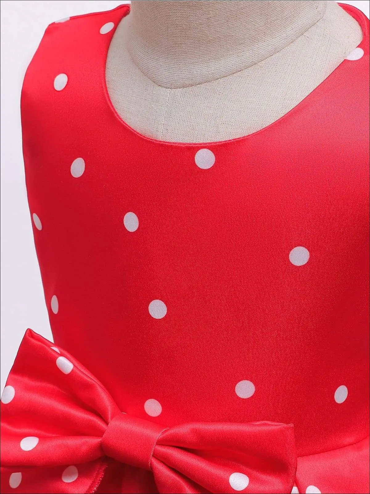 Girls Sleeveless Polka Dot Hi-Low Princess Holiday Dress