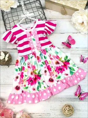 Girls Stripes and Dots Dress