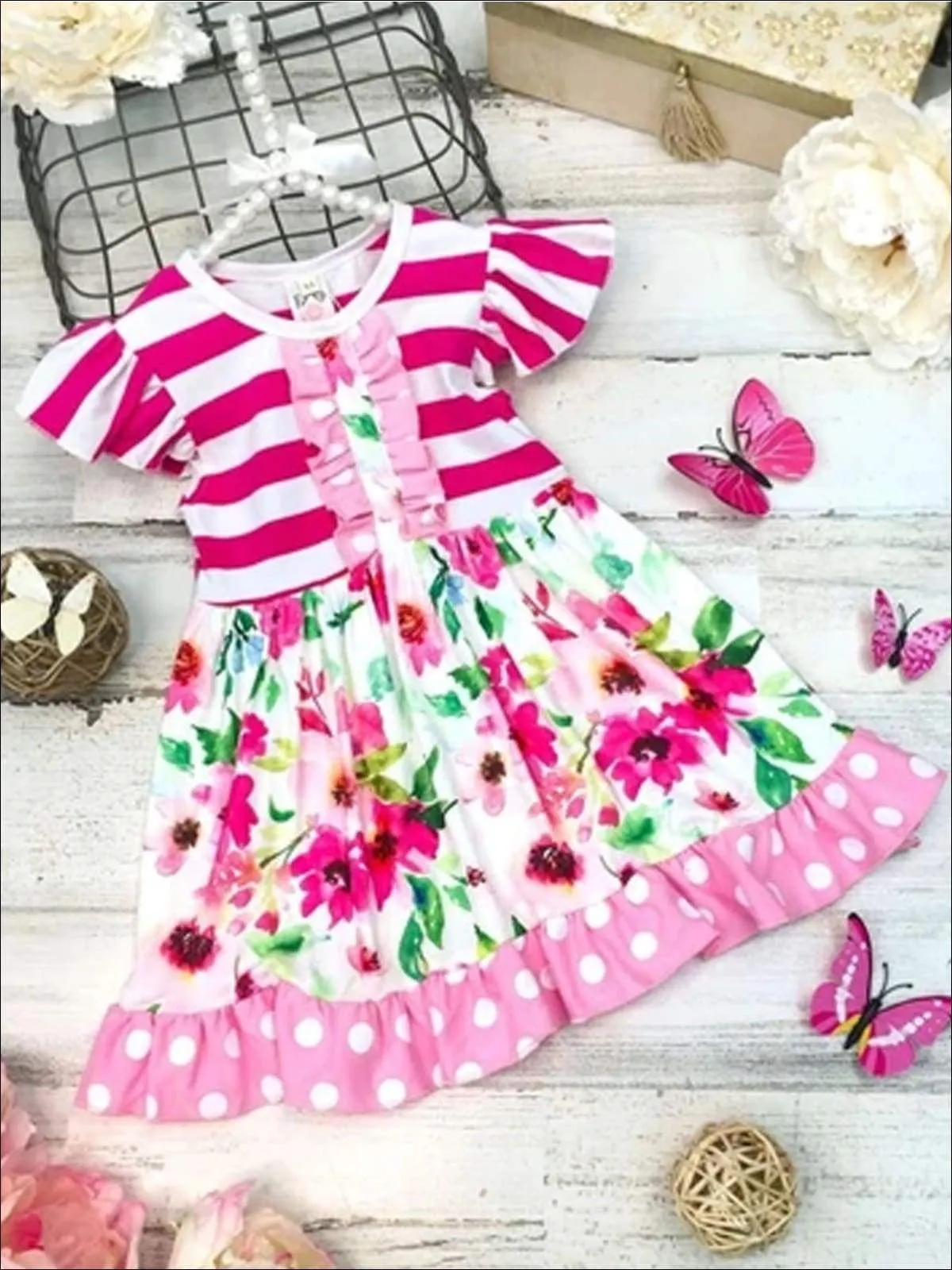 Girls Stripes and Dots Dress